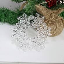 1 set (2 pièces) - Ensemble de couronnes de fleurs en forme de flocon de neige, pendentif de décoration de sapin de Noël en cristal, pendentif de décoration de scène de fête de Noël, fournitures de décoration de flocons de neige simulés pour la saison hivernale