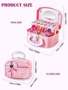 一套儿童过家家化妆套装，女孩化妆盘，公主手提包，化妆品套装，口红，眼影，儿童生日礼物 - 彩色 - 查看 10