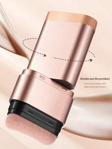 1pc Moisturizing Waterproof Long-Lasting Non-Smudge Natural Dewy Finish Twist-Up Foundation Stick With Brush Applicator, Creates Flawless Complexion