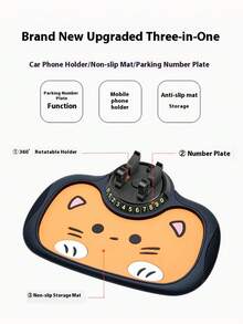 YITUMU Supporto per telefono auto con design carino a forma di gatto, rotazione a 360°, tappetino antiscivolo multifunzionale in silicone per cruscotto, accessorio universale per interni auto