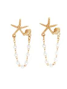 1 Pair Delicate Women Earrings With Random Pearl, & Design,Unique Earrings Suitable Party, Gifts, Everyday Wear - Bạc - Xem 2