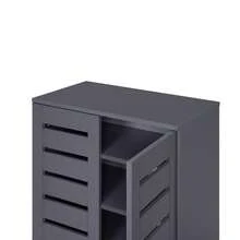 2 Door Shoe Storage Cabinet Dark Grey Wooden Rack Stand Cupboard 4 Tier Euston - Grey - View 5