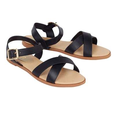 Dorothy Perkins Womens/Ladies Florence Crossover Side Strap Flat Sandals (Black) - 100% Mixed - (DP2052)