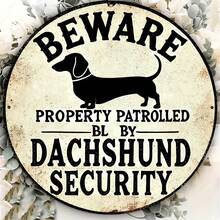 1pc Vintage Beagle Dog Safety Sign, Durable Wall Decor Suitable For Outdoor Cafes, Bars And Home, Humorous Warning Plaque, Distressed Design, 2D Flat - Multicolor - View 2