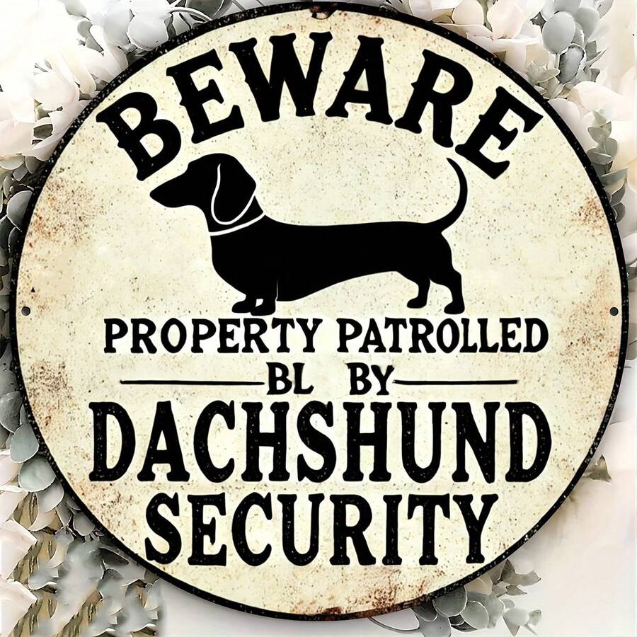 1pc Vintage Beagle Dog Safety Sign, Durable Wall Decor Suitable For Outdoor Cafes, Bars And Home, Humorous Warning Plaque, Distressed Design, 2D Flat