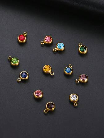 AMAXER 5 件/套不锈钢 12 颗诞生石吊坠，可用于项链、手链、耳环、手工 DIY 配饰，批发