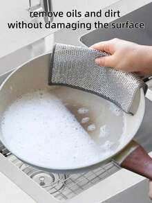 8 PIEZAS Almohadillas de limpieza de cocina de alta resistencia - Quitaóxido de terciopelo de acero mágico sin rayar, paños de limpieza de doble capa para ollas, sartenes, estufas, fregaderos, platos y utensilios de cocina, suministros de limpieza reutilizables - Paquete de 8 - Ver 3