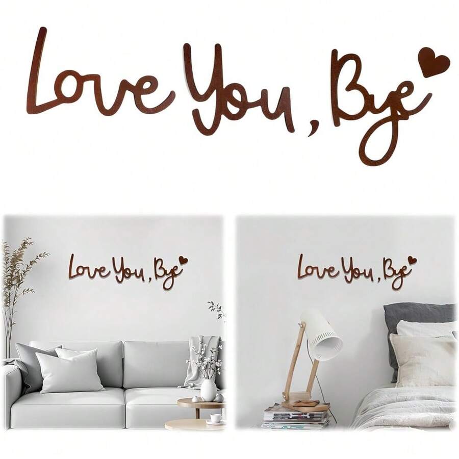 Love You Bye Wood Sign Home Decor,Above Door Topper Decoration,Boho Decor For Window Wall Express Love And Warm For Your Family Lovers,Wall Art Gift Hallway Entryway Door Decorations For House Office - C - View 1
