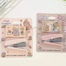 Capybara Capybara Mini Stapler Set Comes With A Box Of Staples. Student Portable Desktop Compact Stapler Multifunctional Binding Machine Suitable For Binding Materials A4 Paper Study Papers, Etc.