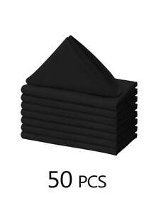 6/10/12/24/50pcs Black Cloth Napkins, Size 14*14/17*17/20*20 Inches, Washable, 100% Polyester Fabric, Hemmed, Suitable For Hotels, Restaurants, Parties, Weddings And Other Occasions. - Black - View 18