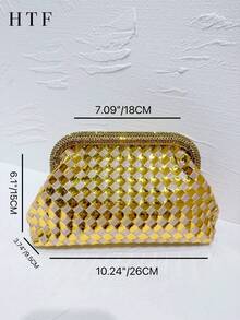 Women Evening Bag PU Leather Luxury Clutch Bag Woven Prom Evening Women Bag Party Banquet Bag Minimalist Sequins Envelope Crossbody Evening Party Bags For Women, Perfect For Party, Wedding, Prom, Dinner/Banquet