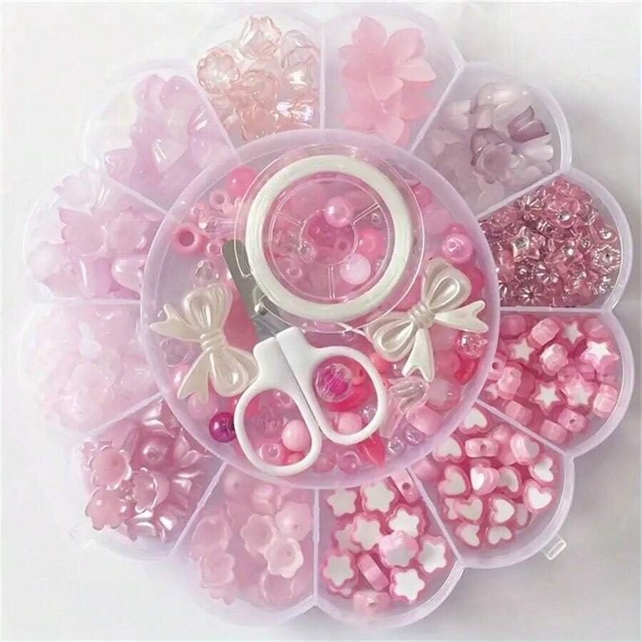 13 Grid 0.6-2.6cm Blue And White Mixed Acrylic Round Bead Flower Beads Can Be Used As Bracelets, Necklaces, Rings, DIY Jewelry Accessories, And Small Gifts