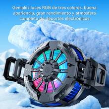 Enfriador de teléfono para juegos, ventilador de enfriamiento universal para teléfonos móviles, estuche radiador de teléfono móvil compatible con , Android y teléfonos inteligentes de 4.5 a 7 pulgadas, enfriador de teléfono celular para transmisión en vivo para accesorios de juegos e-sports silenciosos - Negro - Ver 2