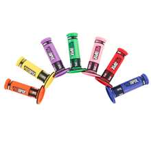 22mm Universal Motocross Pitbike Handle Bar Grips - Litchi Pattern, Synthetic Rubber, Black With Purple & Green Accents, Perfect For 50-200cc Motorcycles, Scooters, And Mopeds, Motorcycle Accessories | Litchi Pattern Grips | Synthetic Rubber Grips