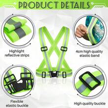 Outdoor Supplies Reflective Elastic Vest Night Running Cycling Reflective-Cloth Adjustable Safety-Vest Riding Equipment Unisex Light High Visibility Safety Vest With Storage Bag Night Construction Cycling Traffic Coat Running Working - Green - View 2