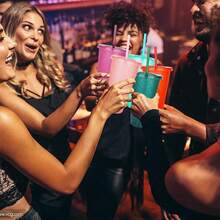 10/20/30 Pack Fashionable Plastic Cup 5 Dark Color Glitter  With Lids And Green Straws-24oz Reusable Plastic Cup, Portable And Watertight, Suitable Party And Outdoor Entertainment Fit Adults, Women, Party, Halloween Gifts Summer Beaches, Weddings, Offices, Picnics, Take Photos - 5色閃粉 - 查看 6
