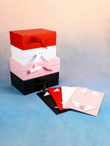 1 صندوق هدايا قابل للطي باللون الأسود، صندوق تغليف هدايا، صندوق هدايا لتقديمه للعائلة والأصدقاء، استخدام عام لهدايا المناسبات