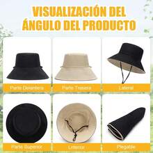 2 Piezas Sombreros de Sol para Mujer Reversible, Sombrero para el Sol con Una Cuerda Desmontable a Prueba de Viento, Protección UV UPF 50+, Perfecto para Exteriores, Playa, Escalada, Camping y Pesca. - 1 - Ver 4