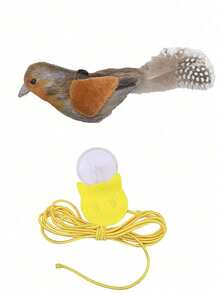 Juguete para gato con pájaro realista que hace sonidos de aleteo, juguete interactivo para gatos con pájaro que chirría, sin necesidad de batería, que simula el juego de caza del gato, con alas que aletean y pájaro que chirría, adecuado para gatos de interior