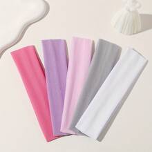 5PCS Unisex Sport Headbands Elastic Sweat Absorbent Solid Color Hairbands Hair Accessories Thanksgiving Christmas Gifts, Suitable For Women, With Water Absorption And Anti-Slip Properties, Suitable For Daily Running, Exercise, Fitness, Yoga And Other Occasions As Hair Accessories. Winter Scarf