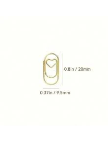 100pcs/50pcs/20pcs Mini Heart-Shaped Golden Paper Clips, Creative Metal Office Supplies Suitable For Study, Office, Home