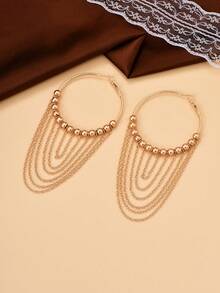 1 pereche de cercei rotunzi eleganți și la modă, cu ciucuri, potriviți pentru orice ocazie