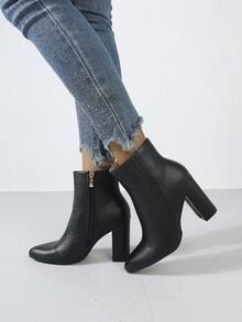 Timesize Fall/Winter Black Ankle Boots For Women, Fashion Ankle Boots, High Heel Boots, Random Pattern, Winter - Black - View 5