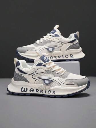  1 双 WARRIOR 男士厚底系带软底休闲鞋，低帮户外平底鞋，圆头低跟防滑纯色优雅软底登山鞋，适合学生毕业照，男士低帮皮革运动鞋