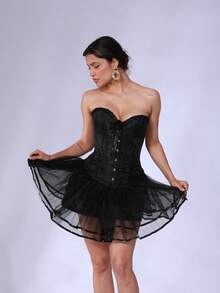 White Black Lolita Cute Boneless Puffy Skirt Cosplay Underskirt Women Petticoats Tutu Dress With Satin Ribbon Halloween Fall Clothes For Women