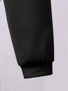 Tween Boy Cartoon Spider Print Warm Hoodie And Sweatpants Set - Black - View 7