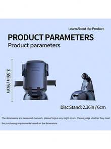 1pc 180° Rotatable Car Dashboard Air Vent Mount Holder, Black Car Phone Holder, Multifunctional Car Navigation Bracket - A - View 2