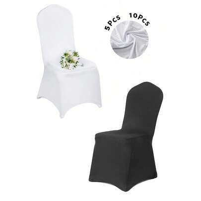 10pcs White Folding Chair Covers - Suitable For Weddings, Parties, Dining And Banquets - Universal Washable Folding Chair Slipcovers - Elegant Event Decor (White, Black, Royal Blue)
