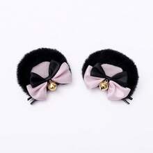 One Piece Dropshipping Handmade Cute Hair Accessories Side Clip JK Animal Ear Hair Clip Double Bowknot Bear Ear Hair Clip - 熊耳髮夾03駝棕色 - 查看 2