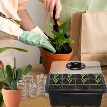 4/8 Pack Seed Starter Tray With 50/100 PCS Peat Pellets, 48/96 Cells Black Plant Germination Trays For Organic Seed Starter Soil Pods For Planting Vegetables Plants Flowers Herbs - Starting Seeds Kit - 黑色育苗盒子4個裝 - 查看 6