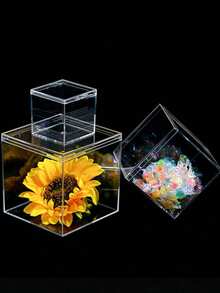 Square Acrylic Plastic Transparent Storage Box With Lid,Acrylic Jewelry And Cosmetics Hand Display Box, Candy Small Object Storage Box