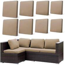 HANDONTIME 8Pcs Patio Cushion Covers Stretch Outdoor Couch Cover Cushions Outdoor Furniture Waterproof Patio Furniture Cover Pets Sofa Covers Washable (Khaki,Cover Only) - C:chi nhánh Chim - Xem 11
