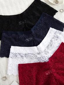 4pcs/Pack Women Sexy Lace Briefs - Multicolor - View 4