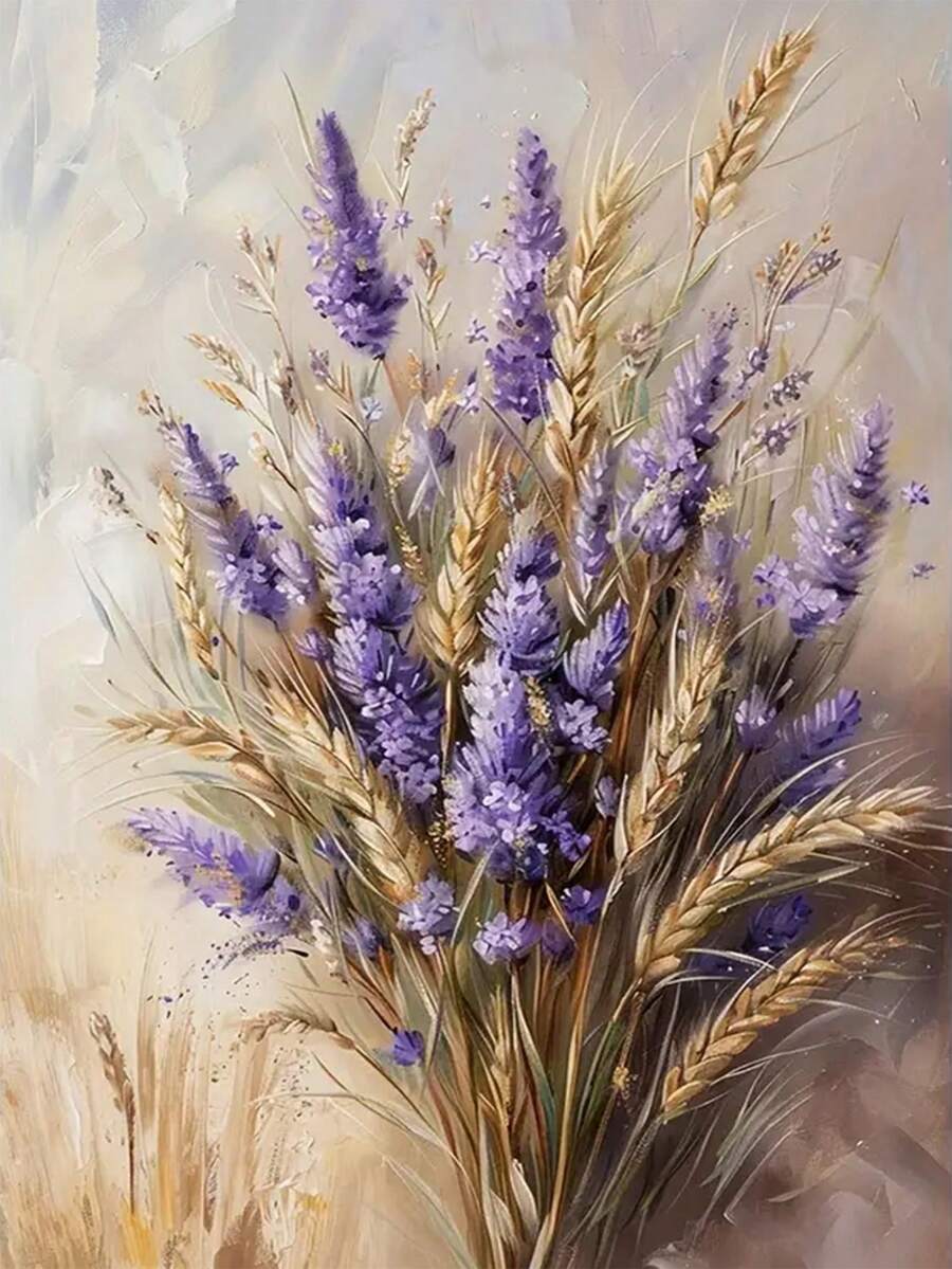 1 pièce Peinture de diamant DIY - Floral, Lavande, Décoration d'intérieur, Plein forage, 30*40cm/40x50cm