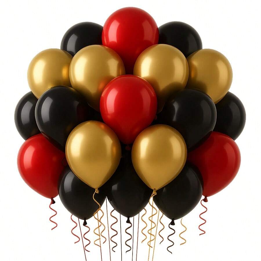 20/50PCS Red, Black And Gold Latex Balloon Set, 5/10/12 Inch Balloon Garland Kit For Wedding, Birthday, Bachelorette Party, Anniversary, Gender Reveal, Christmas Party, Balloon Arch Decorations, Photo Backdrop, DIY Party Decor