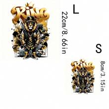 1/2/3pcs Gold Tone Hip Hop Lion King Heat Transfer Stickers, Suitable For DIY T-Shirts, Jeans, Hoodies, Bags, Pillows (Mixed Colors), Holiday Crafts, Durable Decoration, Clothing Embellishment, Party Decoration - Multicolor - View 9