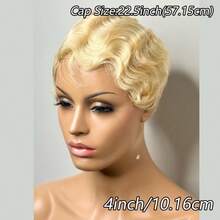 Short Finger Wave Human Hair Wig For Women Ocean Style Pixie Cut Glueless Wigs Natural Hairline Full Machine Made