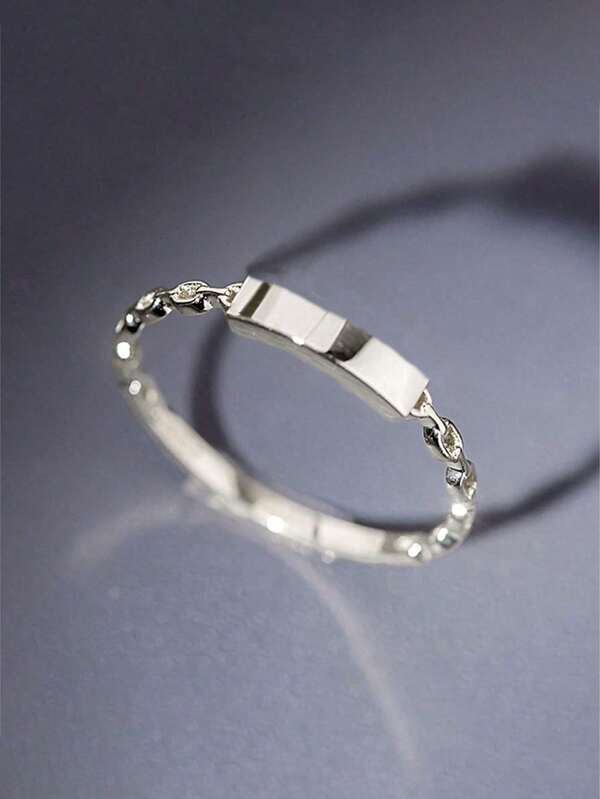 BALMORA 1pc Sterling 925 Silver Fashionable Elegant Geometric Rectangles Finger Ring For Women Daily Wearing Friendship Party Jewelry Gift