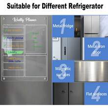 1 pièce Aimant de décoration de réfrigérateur pour planification des repas hebdomadaires (avec 6 marqueurs magnétiques pour tableau blanc aléatoires) Planificateur réutilisable, planificateur de repas hebdomadaire, tableau d'écriture transparent et effaçable pour mémos et rappels