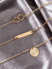 1 pieza Collar con colgante de barra y círculo geométrico minimalista y versátil de moda para mujer, para uso diario