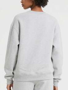 Customized Women's Crew Neck Thick Sweatshirt, Customizable Patterns Such As Family, Pets Or Cartoon Characters, Any Theme Available - Grey - View 2