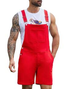 Overalls Men Jean Shorts Jumpsuit Work Bibs Coveralls With Zipper, Men's - 白色 - 查看 8