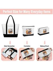 حقيبة تسوق نسائية بتباين الأبيض والأسود مع جيب، طباعة 8 كلاب ضاحكة، الحياة أفضل مع الكلاب، بسحاب، حقيبة بألوان متباينة، حقيبة صغيرة بألوان متباينة، حقيبة تسوق محمولة باليد، حقيبة تسوق أبيض وأسود، حقيبة تسوق بألوان متباينة، تخزين طعام الكلاب، حقيبة تسوق للتنقل، حقيبة تسوق سعة كبيرة