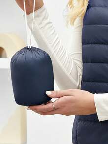 ZIAI Women's Stand Collar Lightweight Short Down Vest, Multiple Colors, Casual Outdoor Autumn/Winter - Navy Blue - View 10