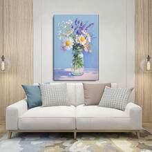 1PC Wildflowers, Daisies And Lavender In Glass Jars12X16inch And 16x24inch Framed , Classic Wooden Frame, Suitable For Living Room, Bedroom, Bathroom And Other Decorations, Perfect Gifts For Christmas, Halloween And Thanksgiving - 白色 - 查看 4