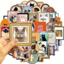50 Cute Cat Stickers - Floral And Eyeglass Patterns, Pastel Tones - Matte Texture, No Residue - Suitable For Laptops, Water Bottles, Scrapbooks - The Perfect Gift For Cat Lovers And Stationery Collectors, Cat-Themed Design, Reusable Adhesive Stickers - 1 - 查看 7